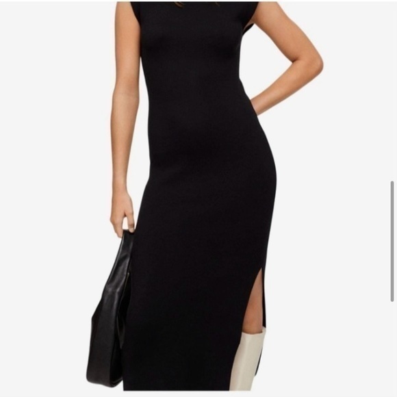 H&M Jet Black Sleeveless Lined Tie Strap Stunning Side Slit Stunning Dress 6
